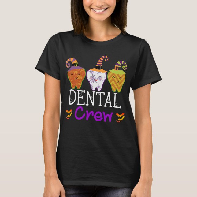 Dental Crew Cute Halloween Dentist Uniform T-Shirt (Front)
