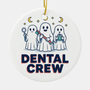 Dental Crew Tooth Ghosts Halloween Hygienist tooth Ceramic Ornament