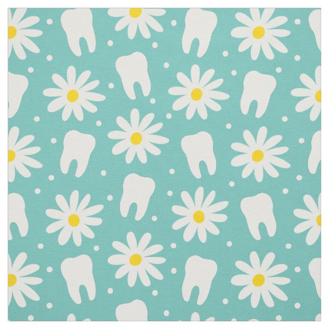 Dental daisy print fabric (Swatch)
