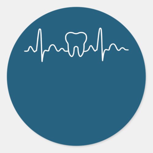 Dental Dentist Dental hygienist tooth heartbeat Classic Round Sticker