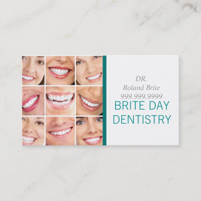 Dental Dentist Dentistry Doctor Teeth Smile Business Card (Front)