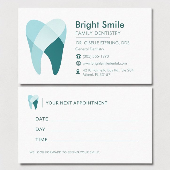 Dental Dentist Teal Tooth Office Appointment Business Card