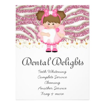 Dental Dentist Tooth Fairy Cute Zebra Glitter Flyer by DentalBusinessCards at Zazzle