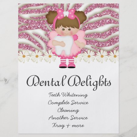 Dental Dentist Tooth Fairy Cute Zebra Glitter Flyer