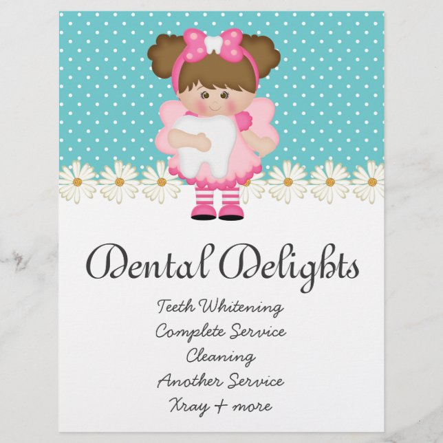 Dental Dentist Tooth Fairy Polka Dot Cute Flyer (Front)