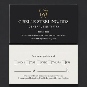 Dental Dentistry Black Appointment Reminder Business Card