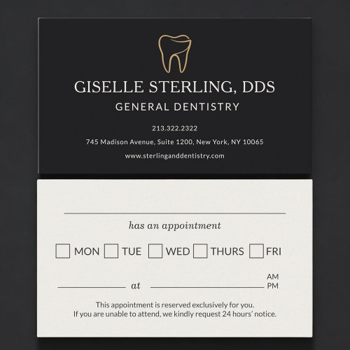 Dental Dentistry Black Appointment Reminder Card