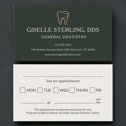 Dental Dentistry Green Appointment Reminder Card