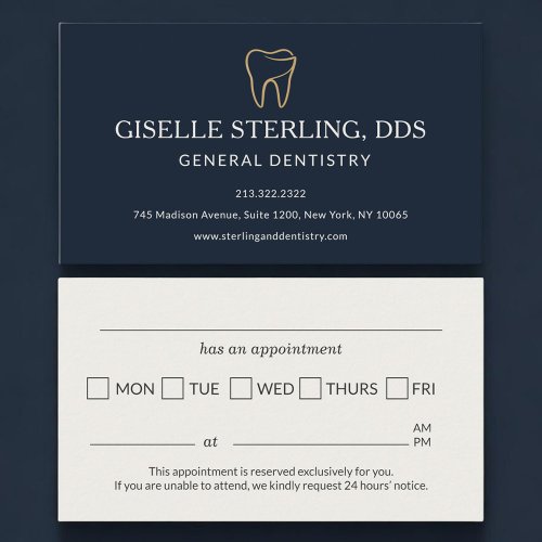 Dental Dentistry Navy Blue Appointment Reminder Card