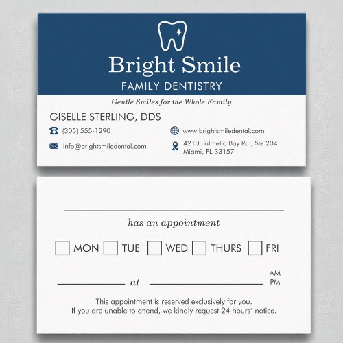 Dental Dentistry Office Appointment Reminder   Business Card