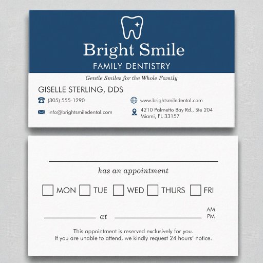 Customizable Dental Dentistry Office Appointment Reminder   Business Card