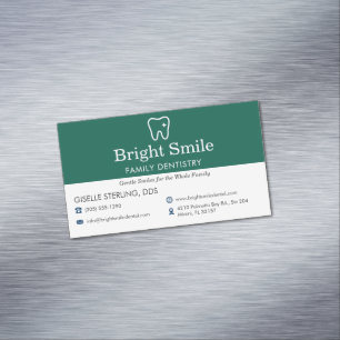 Dental Dentistry Office Green Business Card Magnet