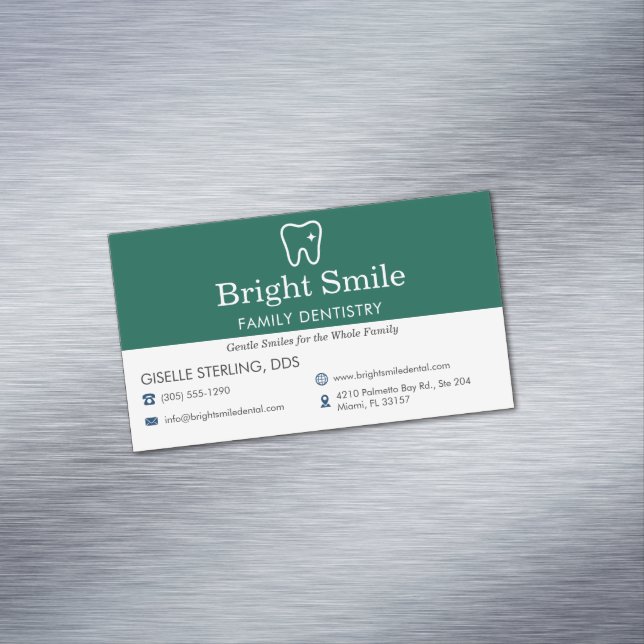Dental Dentistry Office Green Business Card Magnet (In Situ)