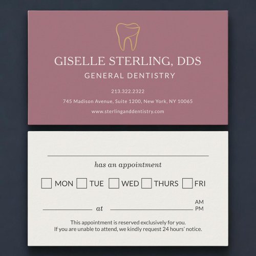 Dental Dentistry Pink Appointment Reminder Card