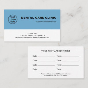 Dental Dentistry Professional Blue Reminder Appointment Card