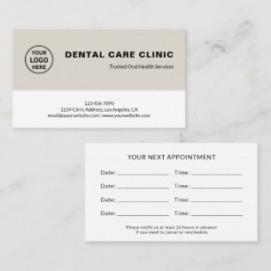 Dental Dentistry Professional Neutral Reminder Appointment Card