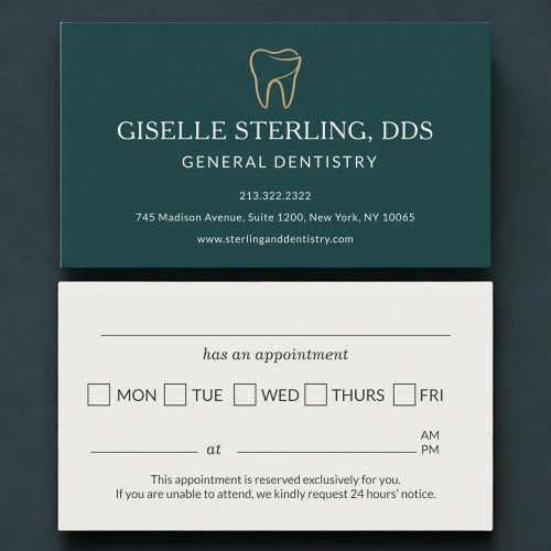 Dental Dentistry Teal Green Appointment Reminder Card