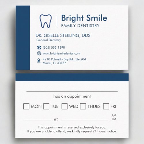 Dental Dentistry Tooth Appointment Reminder Card