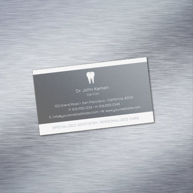 Dental | Elegant Platinum Business Card Magnet (In Situ)