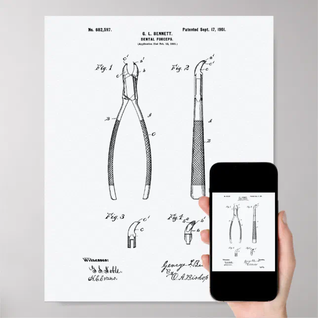 Poster Vintage "Forceps" - Art Mural Médical - Cadeau Pour Chirurgien Ou Retraite - Neuf