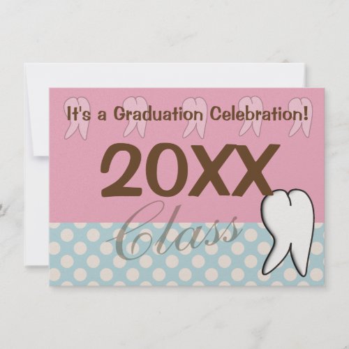 Dental Graduation Inviations Pink and Blue Invitation