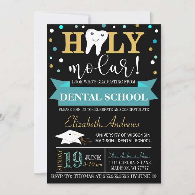 Dental Graduation Invitation - Chalkboard (Front)