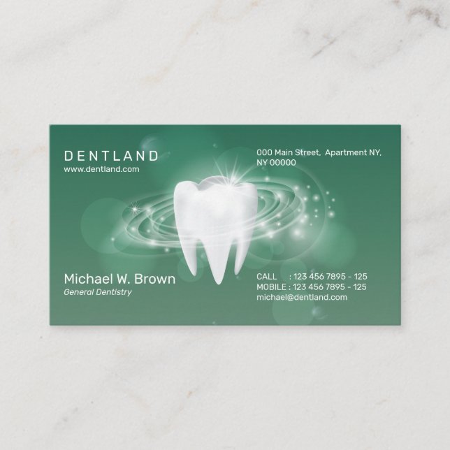 Dental green Dentist 3D Teeth Appointment Business Card (Front)