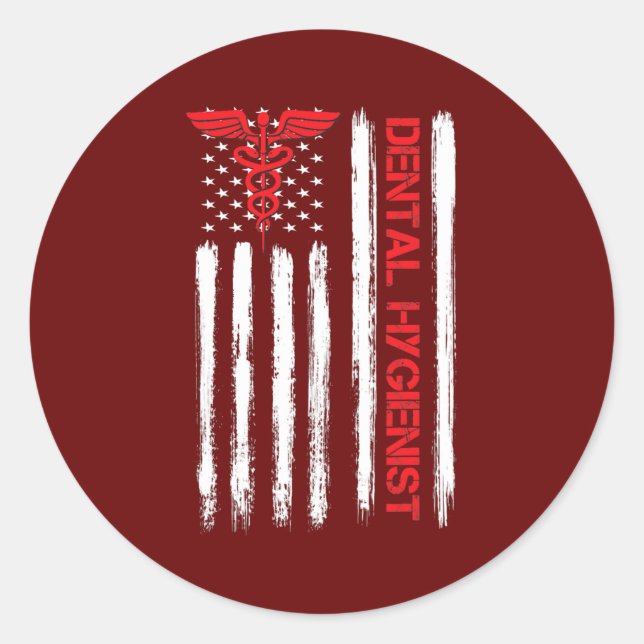 Dental Hygienist American Flag RDH Assistant Classic Round Sticker (Front)