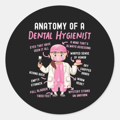 Dental Hygienist Anatomy Classic Round Sticker