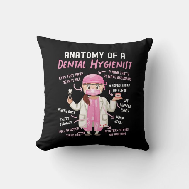Dental Hygienist Dental Anatomy Of A Dental Throw Pillow (Front)