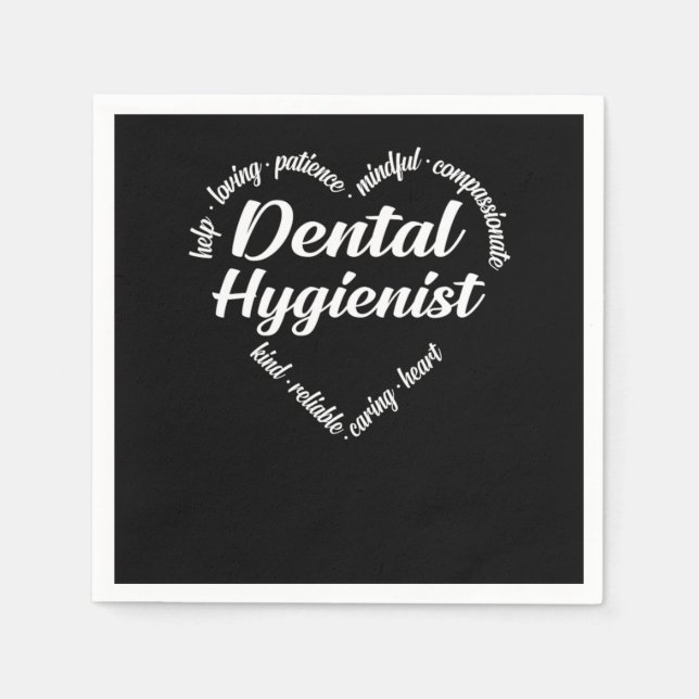 Dental Hygienist Dental Hygienist Heart Word Cloud Napkins (Front)