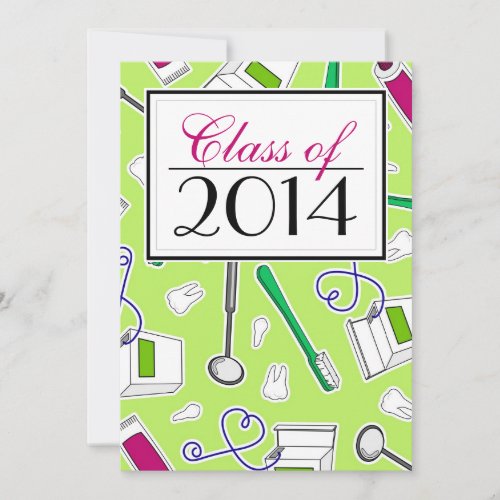 Dental Hygienist / Dental School Graduation Green Personalized Announcements