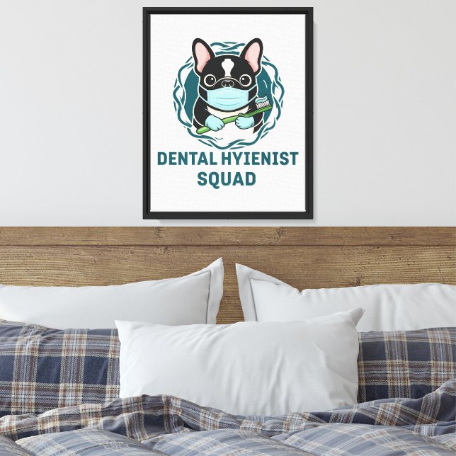 Dental Hygienist French Bulldog Wall Art  (Insitu(Bedroom))
