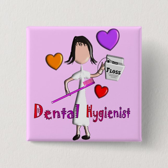 Dental Hygienist Gifts Adorable Hearts Design Button (Front)