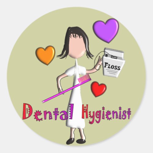 Dental Hygienist Gifts Adorable Hearts Design Classic Round Sticker