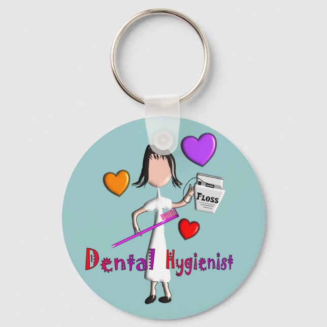 Dental Hygienist Gifts Adorable Hearts Design Keychain (Front)