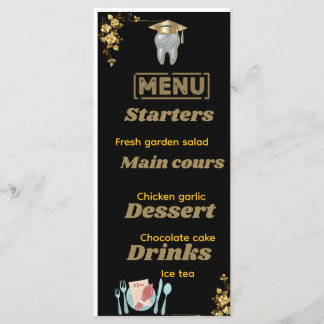 Dental Hygienist Graduation Menu Card | Black & Go