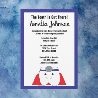 Dental Hygienist Graduation Tooth Personalize Invitation