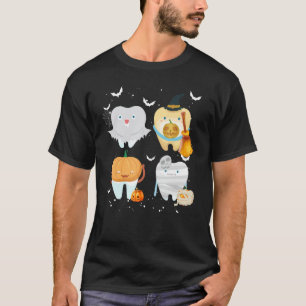 Dental Hygienist Halloween Pumpkin Ghost Witch Too T-Shirt