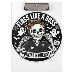 Dental Hygienist Halloween Skeleton Clipboard