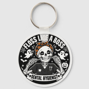 Dental Hygienist Halloween Skeleton Keychain