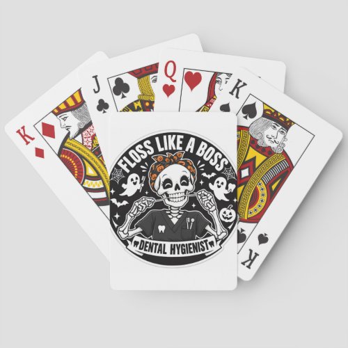Dental Hygienist Halloween Skeleton Poker Cards