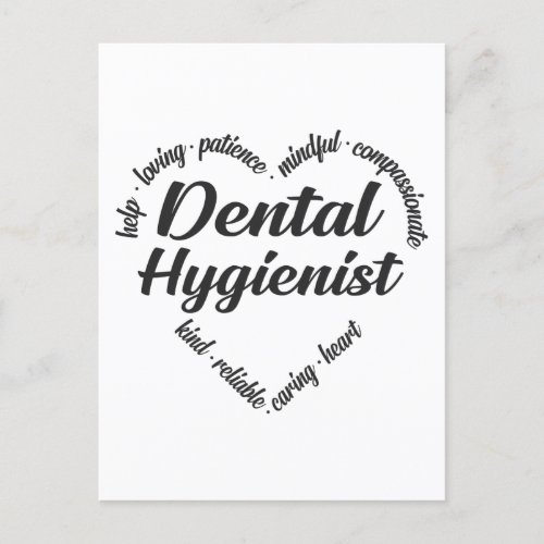 Dental Hygienist Heart Word Cloud Holiday Postcard