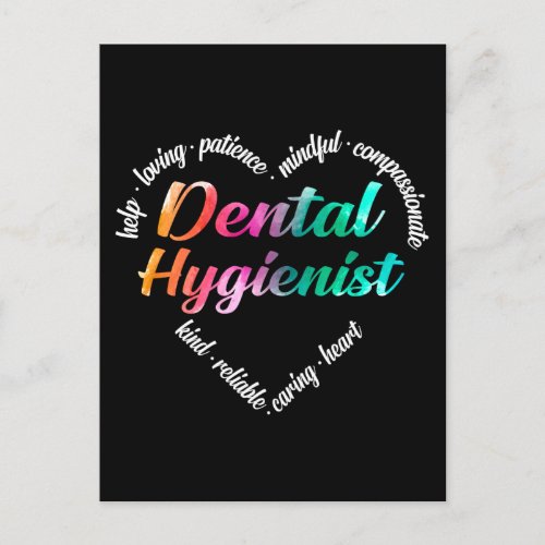 Dental Hygienist Heart Word Cloud Watercolor Holiday Postcard