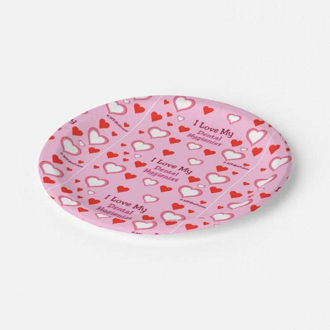 Dental Hygienist Hearts Paper Plates (Angled)