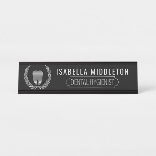 Dental Hygienist _ in Black and Silver Desk Name Plate