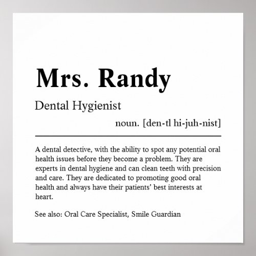 Dental Hygienist Personalized Gift Poster