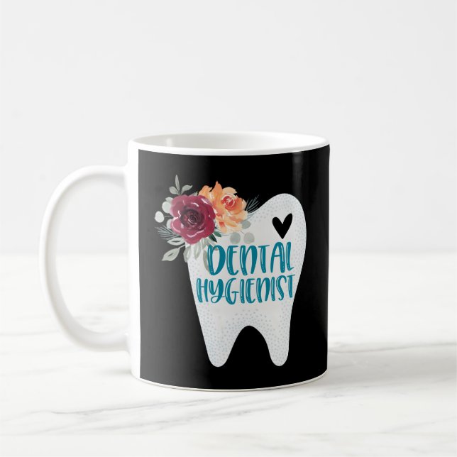 Dental Hygienist Pretty Tooth With Flowers Coffee Mug (Left)