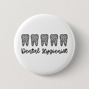 Dental Hygienist   RDH Dentist leopard teeth gifts Button