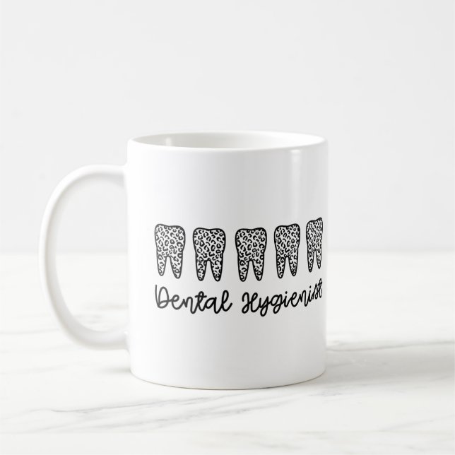 Dental Hygienist | RDH Dentist leopard teeth gifts Coffee Mug (Left)